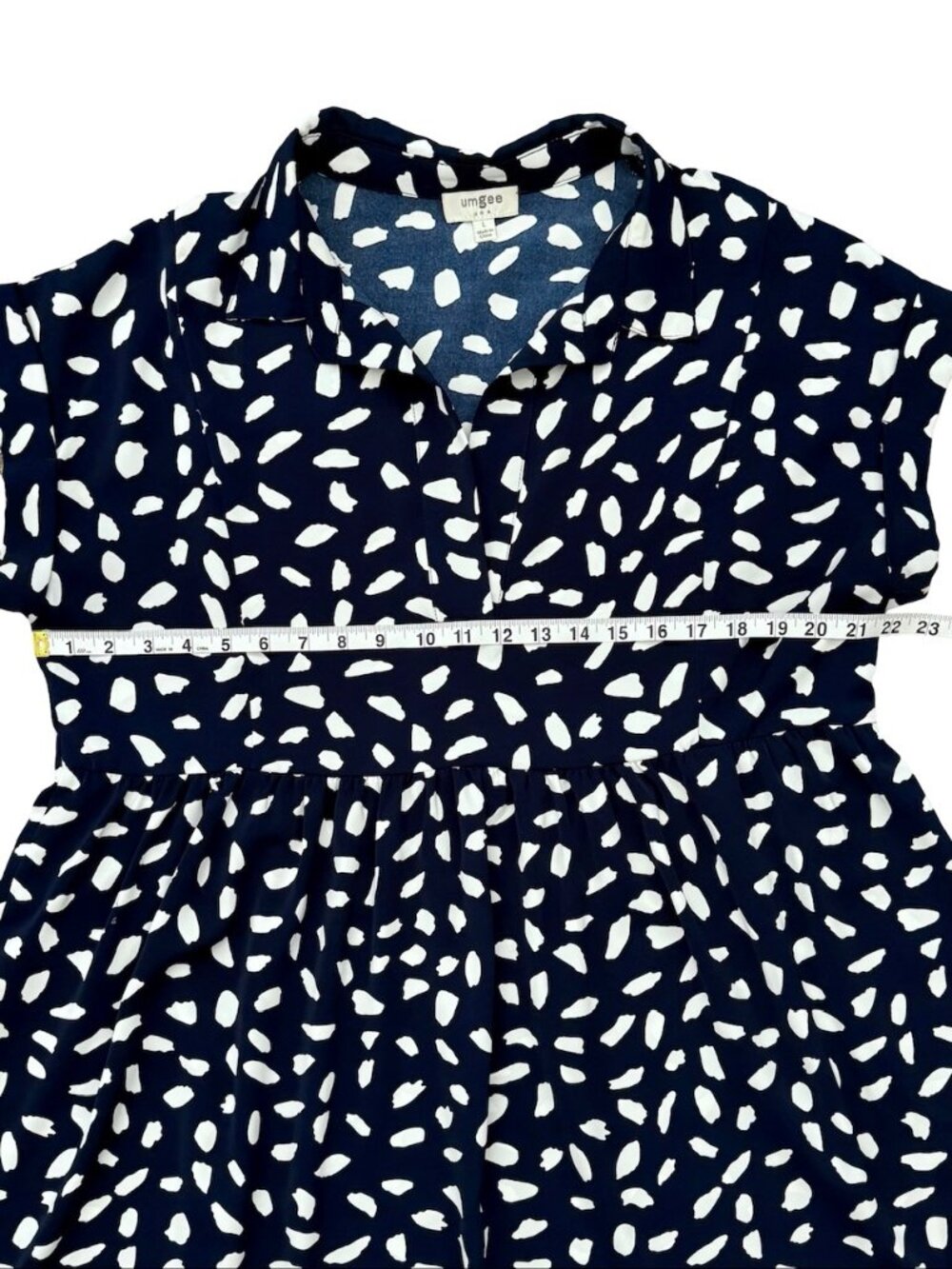 Umgee Blue Short Sleeve Babydoll Mini Dress Preppy Dollcore Coastal Nautical Lg - Picture 5 of 10